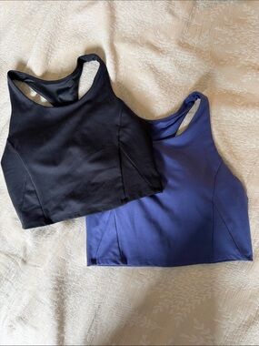Marika Black and Navy Racerback Crop Tops - Set of 2